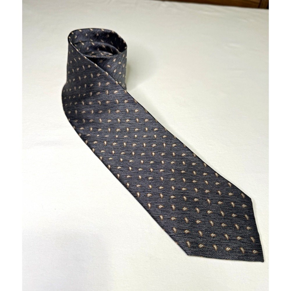 Bruno Piattelli Men's Woven 100% Silk Handmade Paisley Tie Gray Beige